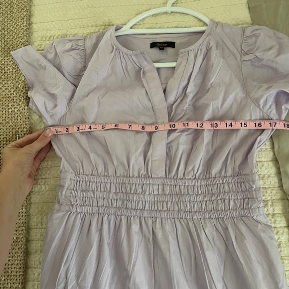 Quince 100% Organic Cotton Poplin Tiered Lilac Dress XS stretch - Picture 16 of 16